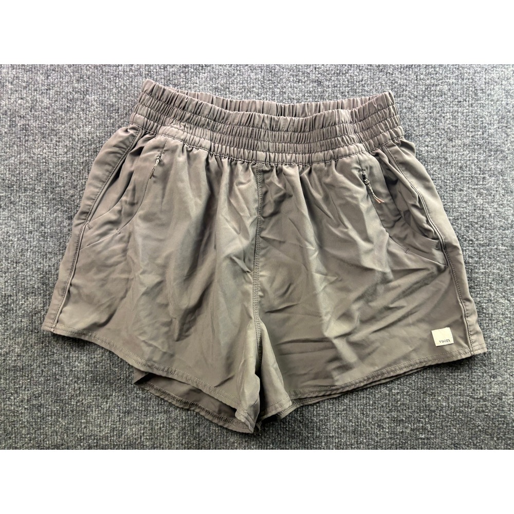 Vuori Dash Shorts Womens Medium Grey VW3058 Elastic Waist Zip Pocket Athletic